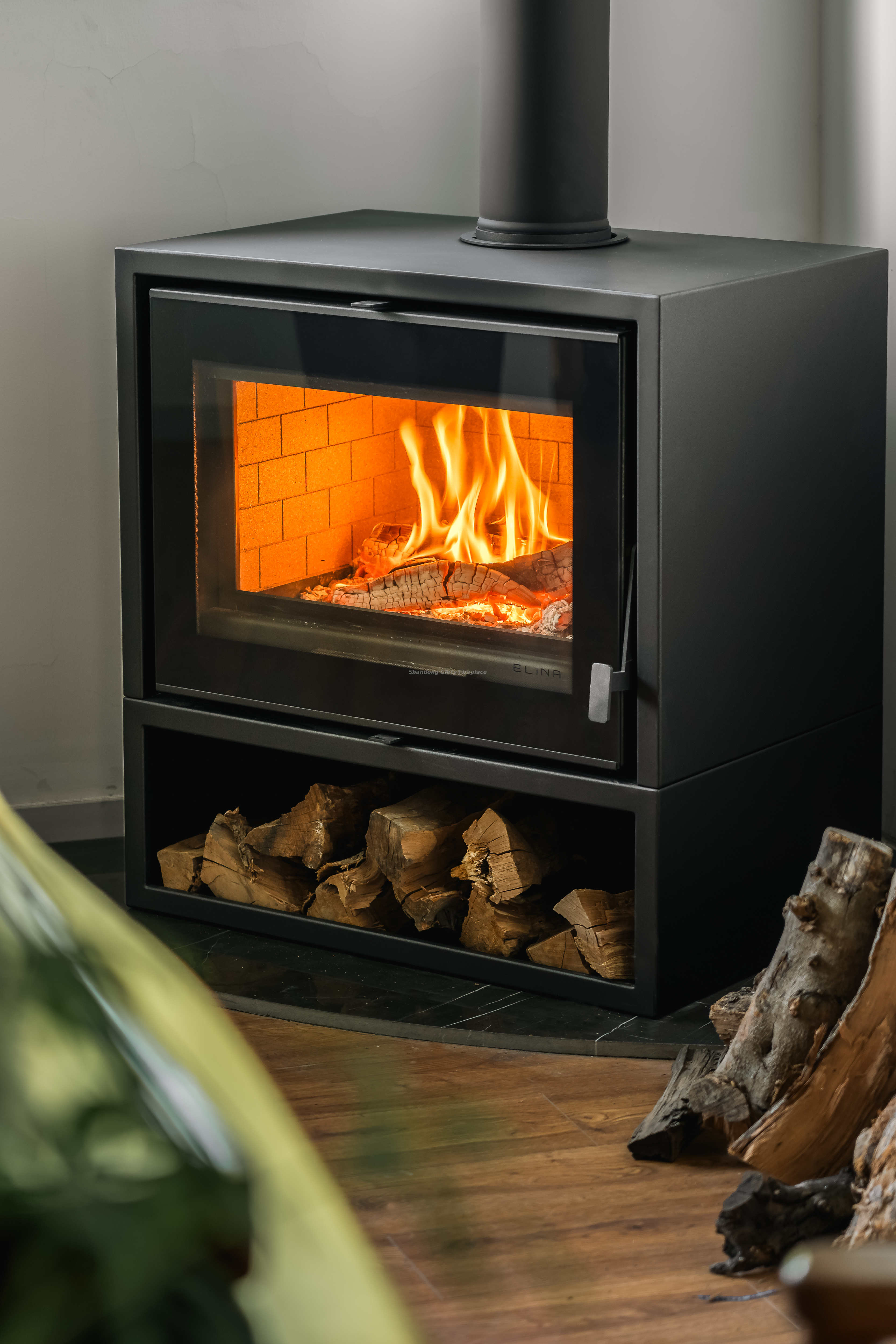 Freestanding Wood burning stove with log base 750LB