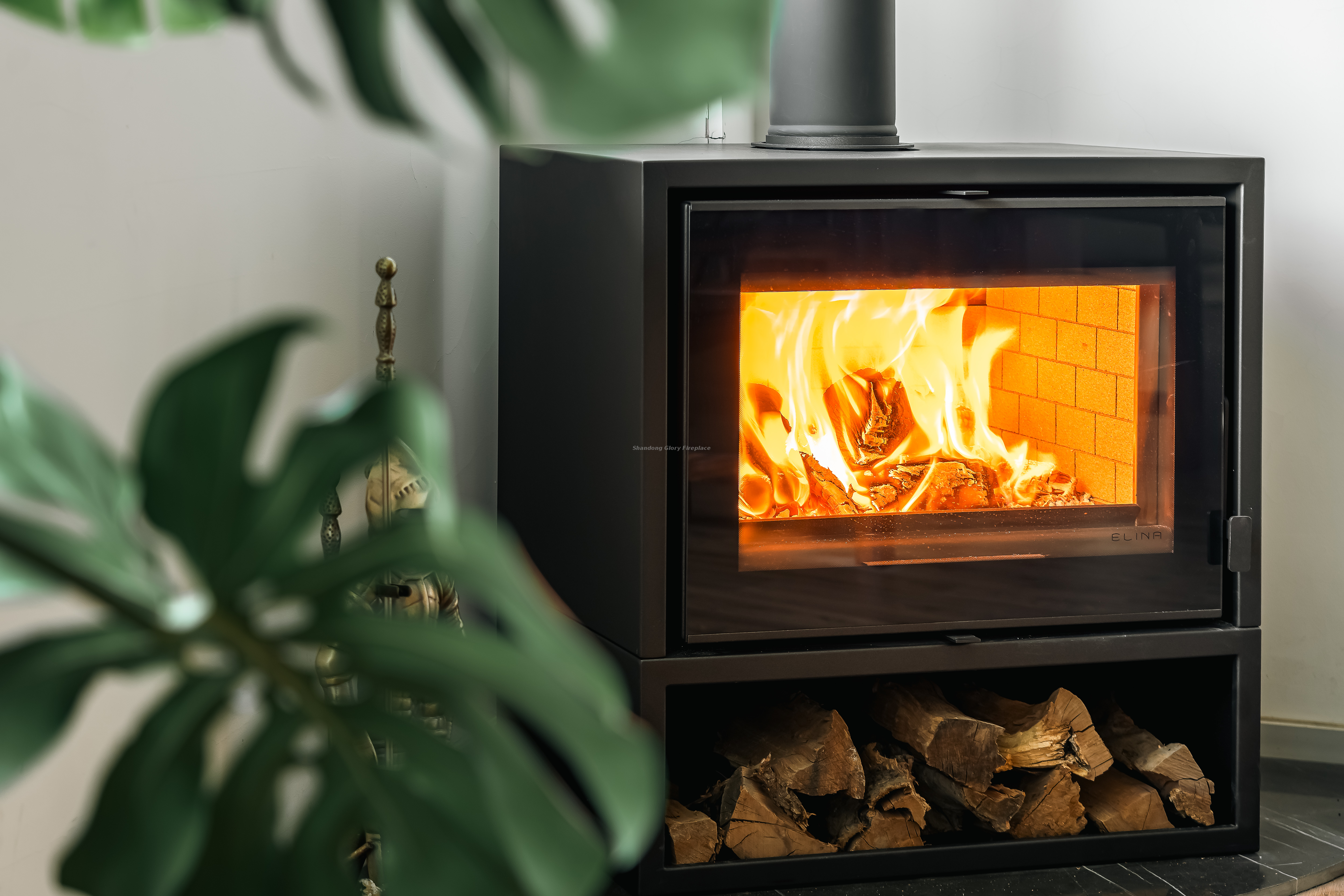 Freestanding Wood burning stove with log base 750LB