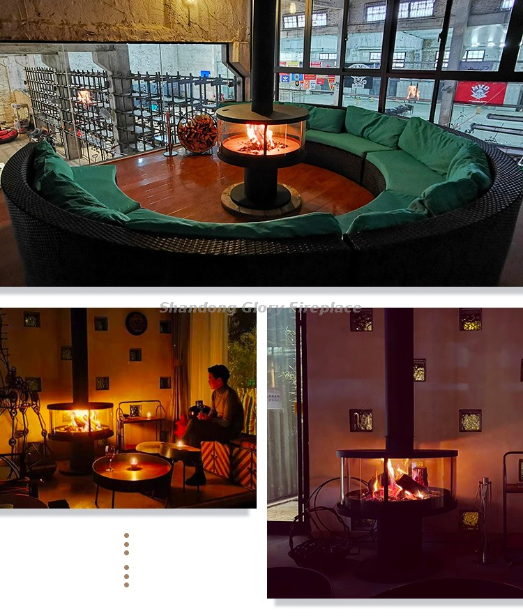 Round view wood burning stove Rondella 