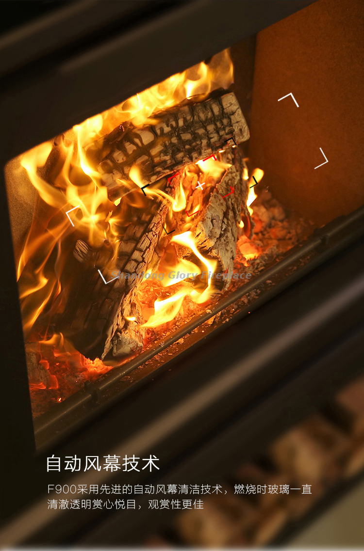 Large glass door wood stove A2 