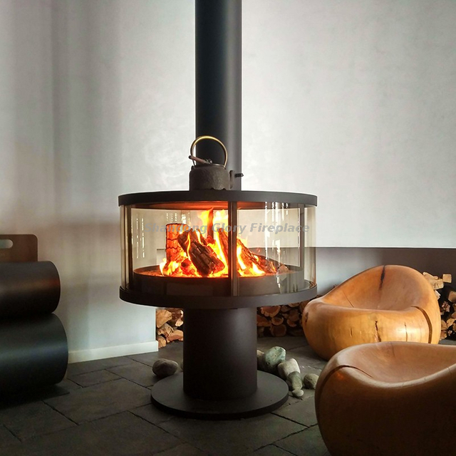 Round view wood burning stove Rondella 